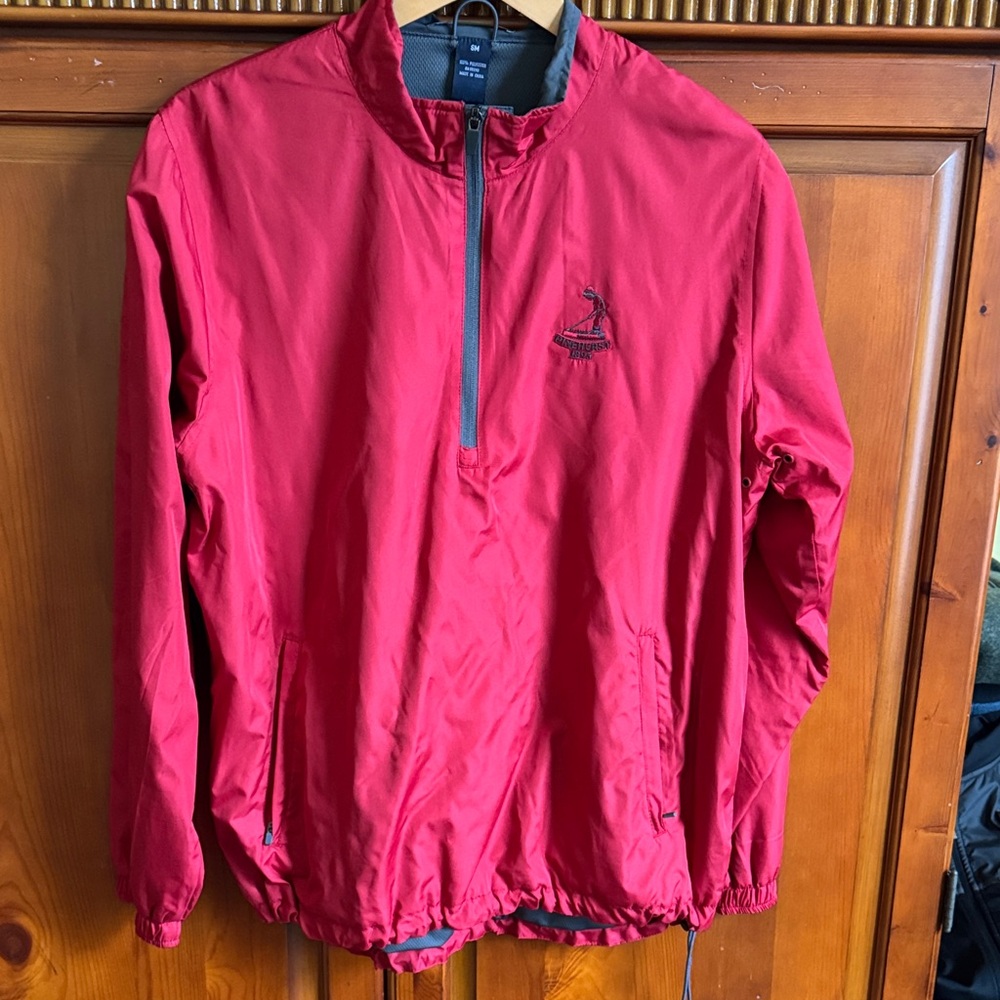 Red Windbreaker Jacket with Pinehurst Embroidered Logo